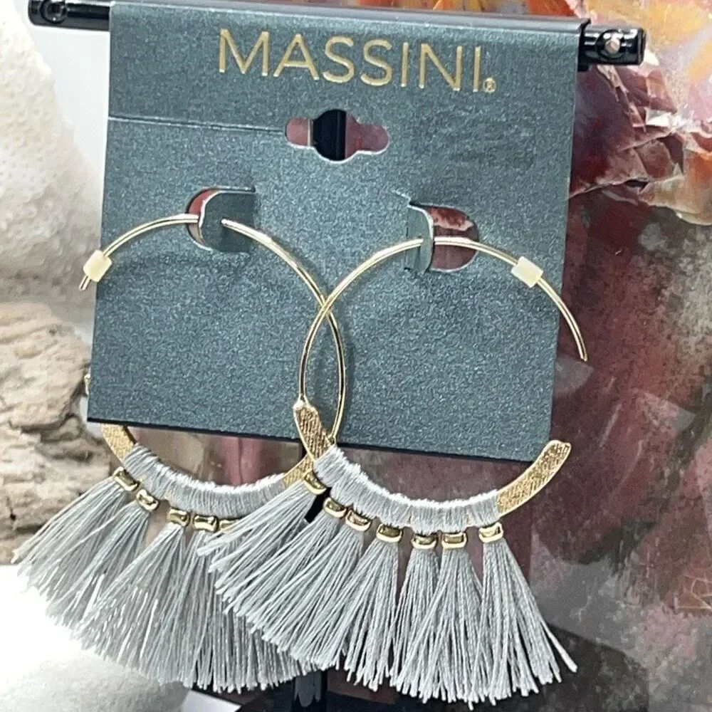 Massinni Gold Hoop w/ Silver Tassel Earrings $16 or bundle 3 for $25